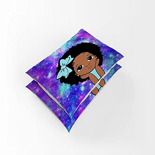 Black Girl Magic Bedding Set For Girls Twin, African American Girl Comforter Cover Set, Cute Peekaboo Black Girl Duvet Cover,Bedroom Decor For Kids Teen(No Comforter Blue #TOP2