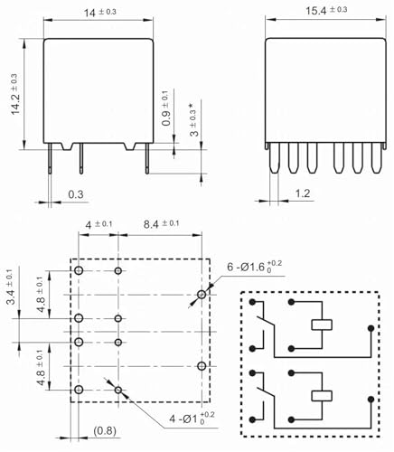 Relais 12VDC KA-2C-12V G8NW-2S-M à commutation double stable
