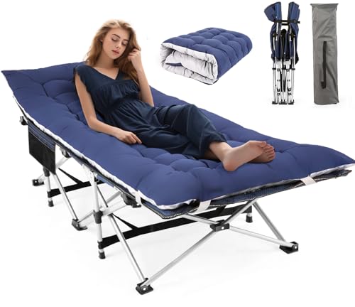 Image of Homdox Camping cot Folding Outdoor Camping Travel Cot and Cot Pad - Quality Lightweight Portable Heavy Duty Adult Travel Cot Double Layer Oxford Portable Travel Camp Cots for Camp /Office /Home