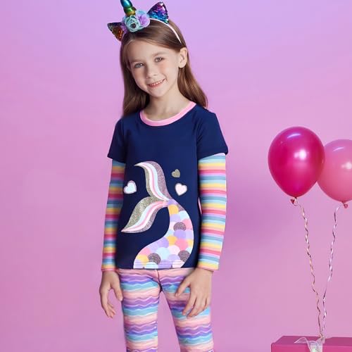 VIKITA Girls Shirts Winter Long Sleeve Tops Print Tees for Girls,3-12 Years2