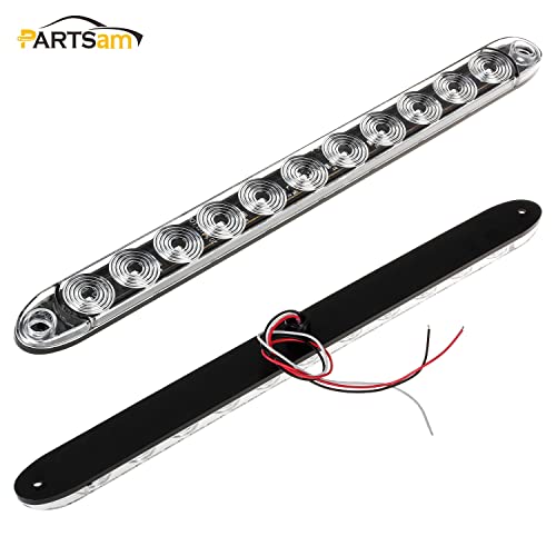 Partsam 2X Clear Lens Flange Mount 15" Turn Signal Marker Light Bar Amber 11Led Waterproof For Trucks Trailers Rv Boat, Super Thin Yellow Led Strip Id Light Bar P/T/C Parking Lights #TOP5