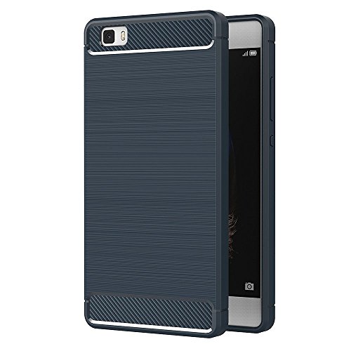 Capa para Huawei P8 Lite, MHHQ capa fina material de silicone capa protetora TPU fibra de carbono Case Cover [design durável] [proteção máxima contra impactos] para Huawei P8 Lite - azul