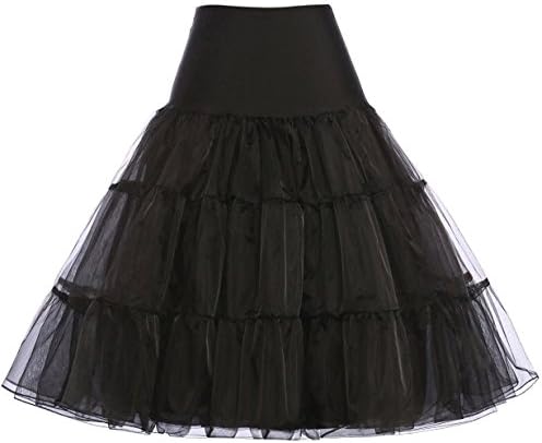 GRACE KARIN Vintage Womens 50s Rockabilly Tutu Skirt Petticoat Black Size S