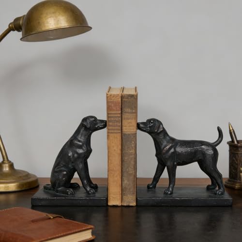 Dog Bookends Shelves Decorations - Heavy Duty Resin Decorative Book Ends, Unique Bookshelf Decor for Home Office, Cute Novelty Book Holder, 3.5x7x6 Inch Cynkeyee