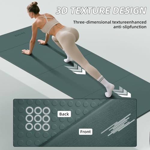 Large Yoga Mat, 75"x31" Extra Long Wide Surface, 0.24"(6MM) Ideal Thickness,Foldable & Ultra Portable for Travel Anywhere, Non-Slip Lightweight Design for Yoga, Gym, Pilates, Home Fitness - Image 5