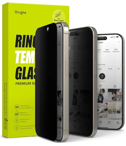 Ringke Full Cover Glass Copertura Totale Vetro Compatibile con Pellicola Protezione iPhone 15 Pro Max, Premium Pellicola Protettiva Infrangibile Vetro Temperato Copertura Totale