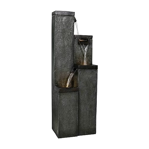 Bbabe Modern Floor-Standing Water Fountain 39.3 Inch High, Indoor Outdoor Water Fountain With Lights For Home thumb #4