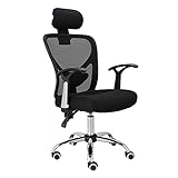HOMEFUN Ergonomic Mesh Office Chair, Adjustable Computer Desk Chair with Headrest Comfortable Backrest Task Chair Swivel Rolling Chair, Black