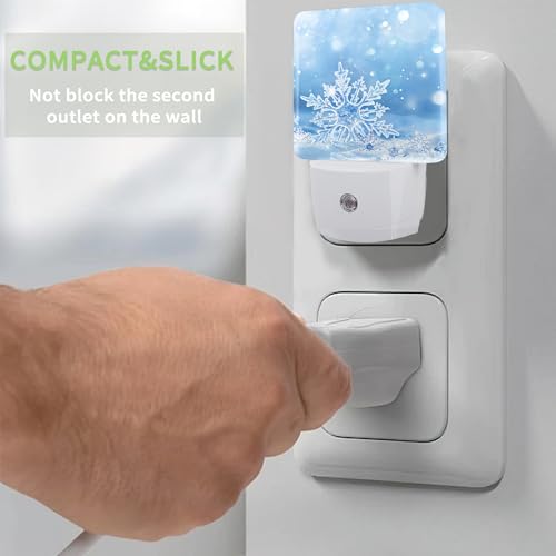 Image of Snowflakes Christmas Night Light, Winter Snowflakes Night Light Plug into Wall with Dusk to Dawn Sensor, LED Lamp Energy Saving Lights for Men Women Boys Girls,Lamp for Bedroom Bathroom Hallway