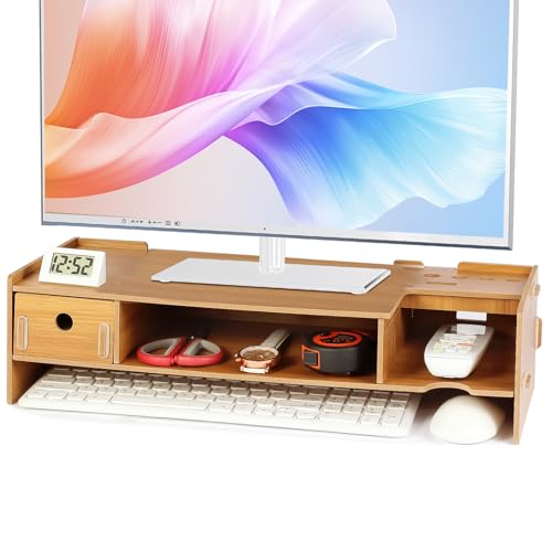 Tonsmile Monitorständer Holz, Unterbau Bildschirm, Multifunktionaler Bildschirmerhöhung, Büro Schreibtisch Organizer, Monitor Riser PC Bildschirm Erhöhung mit Schublade und Stifthalter Tonsmile Monitorständer Holz, Unterbau Bildschirm, Multifunktionaler Bildschirmerhöhung, Büro Schreibtisch Organizer, Monitor Riser PC Bildschirm Erhöhung mit Schublade und Stifthalter