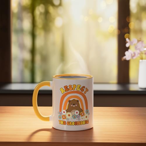 Taza de cerámica Hippie Rainbow Groundhog Day 11oz miniatura 3