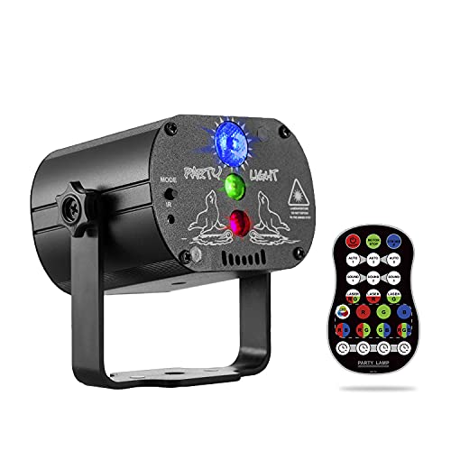 Disco Lights RGB LED 2 in 1 Stage Beam Lights Sound Activated DJ Party Lights with Strobe Flash Effects, Timing LED Stage Light Projector with Remote Control for Home Birthday Dance Party