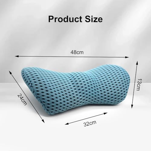 LUPATDY Rückenkissen Lendenkissen - lordosenstütze Auto,Memory Foam Rückenstützkissen,lendenwirbelkissenfür Autositze, Bürostuhl,Komfort und Weichheit (Hellgrau mit Blau)