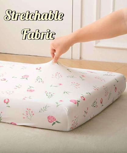 Image of SDY Jersey Crib Sheets for Baby Boys and Girls,52 inchx28 inchx8, 2 Pack,Neutral Flower Standard Oval /Retangle Fitted Crib Sheets for Toddler,Super Soft Breathable