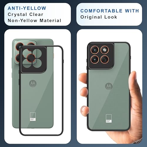 Image of CEDO Backcover for Motorola Moto Edge 70 (5G) | Camera Protection Bump Shockproof Edge | Ultra Hybrid Transparent Acrylic Clear TPU+PC Hard Backcase Cover (Black)
