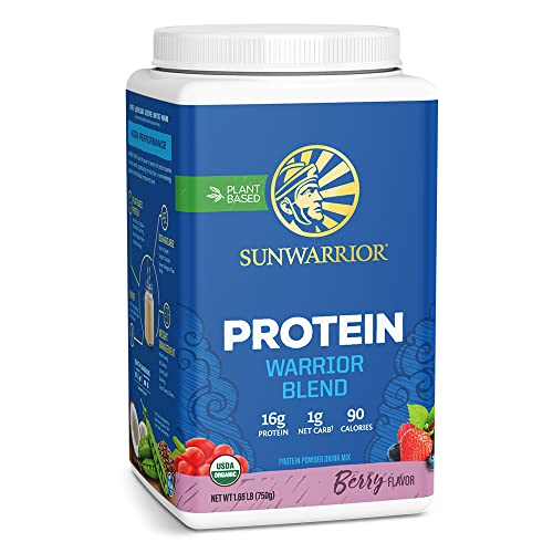 Sunwarrior Vegan Protein Powder With Bcaa | Organic Hemp Seed Protein Gluten Free Non-Gmo Dairy Free Soy Sugar Free Low Carb Plant Based Protein Powder | Berry 30 Srv 750 G | Warrior Blend #TOP2