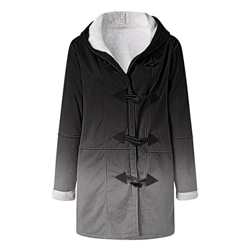 Allasfun Casaco feminino longo com capuz túnica inverno algodão jaquetas de malha casual moletom com