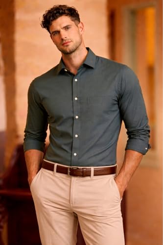 Image of Louis Philippe Men's Slim Fit Easy to Iron Everyday wear Premium Cotton Full Sleeve Solid Formal Shirt