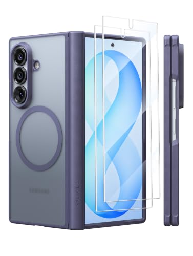 Image of TORRAS Magnetic Shockproof for SamsungGalaxy Z Fold 8 Ultra Case Voilet | 2x Screen Protector Included, Fit for MagSafe, 4X Military Grade Hinge Protection, Translucent Slim, Silk-Smooth Matte Feel