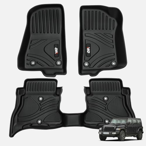 Waterproof and Stain-Resistant TPE Car Floor Mats Black 3 PCS for Jeep Wrangler JL 2018-2024 4 Doors Model (Not Fit for Jeep Wrangler JK or 4XE)