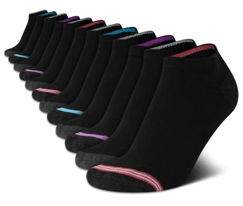 Image of Nautica Womens No Show Socks Moisture Wicking Low Cut Ankle Socks, 12 Pack | Moisture Wicking Dri-Motion Fabric, Cushioned Key Areas, Banded Arch Support, No Show Low Cut, Shoe Size 4-10