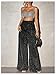 OYOANGLE Women's Sparkly High Waisted Wide Leg Pants Shiny Baggy Palazzo Trousers Party Clubwear Black Small