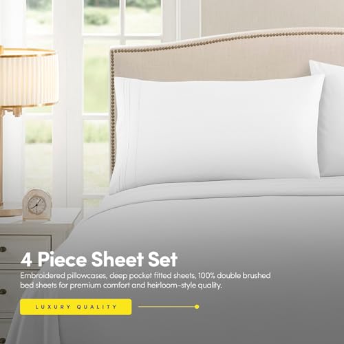 Image of 1500 Supreme Collection Full Sheet Sets White - Luxury Hotel Bed Sheets and Pillowcase Set for Full Mattress - Extra Soft, Elastic Corner Straps, Deep Pocket Sheets, Full White