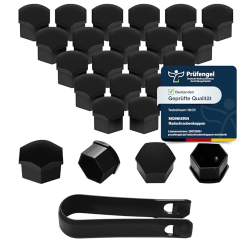 moinkerin 20 Pièces Cache Ecrou 17 mm Capuchons Protection Hexagonal Plastique Protecteurs Boulon Ecrou Couvre pour Ecrous de Roue avec Outil Demontage pour...