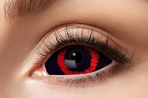 Zoelibat Eyecatcher - Red Demon - Schwarz-Rote Sclera Kontaktlinsen 22mm 6-Monatslinsen mit Aufbewahrungsbehälter Effektvolle Halloween & Cosplay Linsen - Ohne Sehstärke