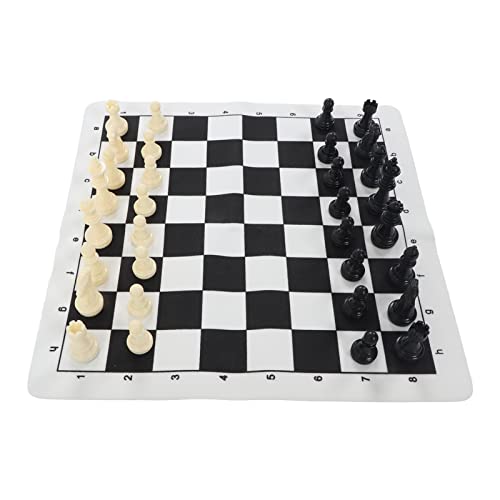 NDNCZDHC Portable Chess Set PS Plastic Travel Chess Set Chess Sets for Adults Anti Slip Chess Mat with Storage Bag Folding Roll up Chess Set 35x35cm