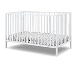Sorelle Furniture Happy 3-in-1 Convertible Crib, Baby Crib to Toddler Bed, Sustainable Beech Wood, Non-Toxic Finish, Simplistic Nursery Furniture - White