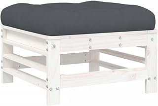 Eleganz Taburete de jardín con cojín de madera de pino maciza, color blanco, duradero y respetuoso con el medio ambiente para patio y jardín