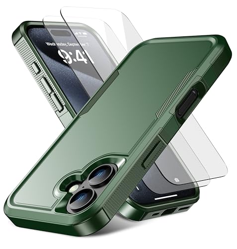 RonShieh for iPhone 16 Case [Shockproof] [Dropproof] [Heavy Duty Protection] [Pocket-Friendly] Slim & Tough Non-Slip Protective Phone Cover for iPhone16 6.1inch, Teal Green