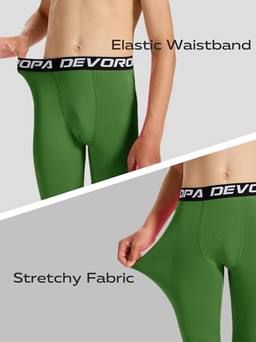 Image of DEVOROPA Boys Leggings Youth Compression Pants Sports Tights Basketball Football Baseball Soccer Baselayer Slim /Regular /Husky