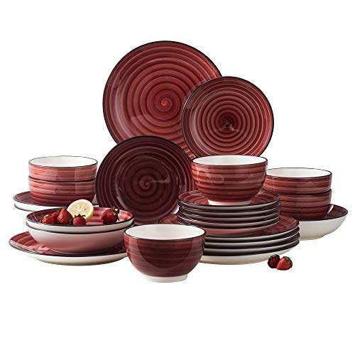 Vancasso BONBON Tafelservies, 24-delig serviesset, handbeschilderd combiservies voor 6 personen, vintage look