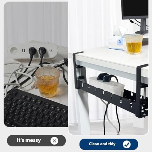 Plateau de rangement de câbles rétractable en métal pour bureau - 5