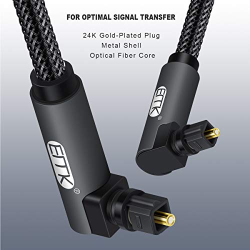 Image of Double 90 Degree Toslink Optical Cable 360 Degree Free-Rotating Plug Fiber Optic Cable S /PDIF Toslink Male to Male Cable for Home Theater, Sound Bar, TV, PS4, Xbox,Grey (1M /3.3ft)