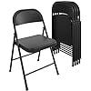 COSCO SmartFold All-Steel Folding Chair, 4-Pack, Black