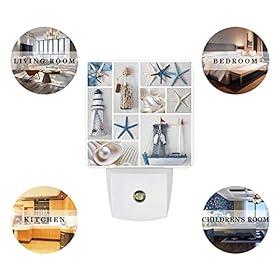 Plug-in LED Night Light Beach Shells Starfish Lighthouse Boat Pearl Lattice Dusk-to-Dawn Motion Sensor Night Lamp Plug… 41KOOFJU4oS. SS280