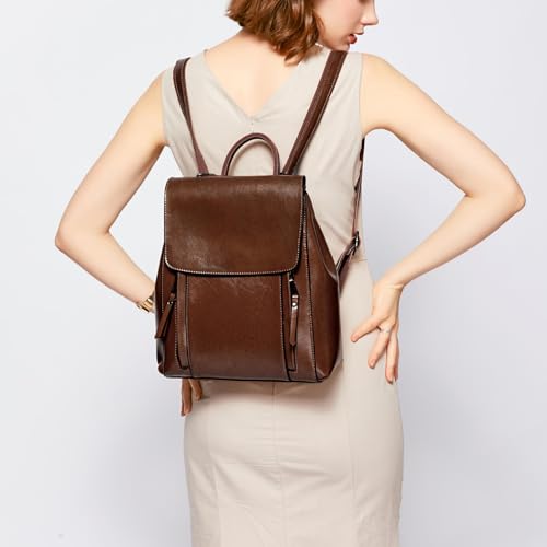 Genuine Leather Backpack for Women Classic Travel Backpack Casual Bags Small (grey)4