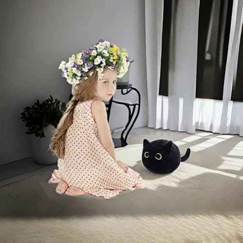 FSRONGXI Cute Plushies, Black Cat Stuffed Animal, Kawaii Cat Plush Pillow, Preppy Room Decor Gifts for Kids Girls Boy (20cm) - Image 2