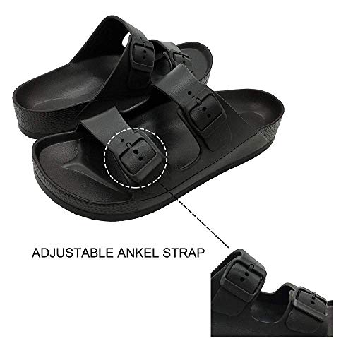 Image of Luffymomo Women's Eva Double Buckle Slides Sandals | Soft Footbed Adjustable Slip on Sandals, Comfortable Summer Beach