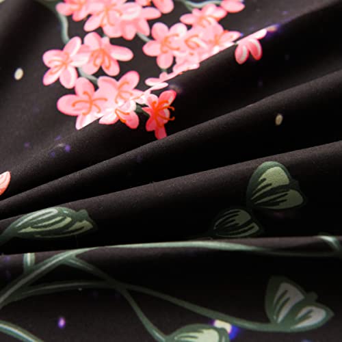 Ntbed Black Botanical Wild Flower Comforter Sets Night Sky Glitter Retro Art Aesthetic Floral Microfiber Bed Quilt For Girls Adult(Black, Queen) #TOP6