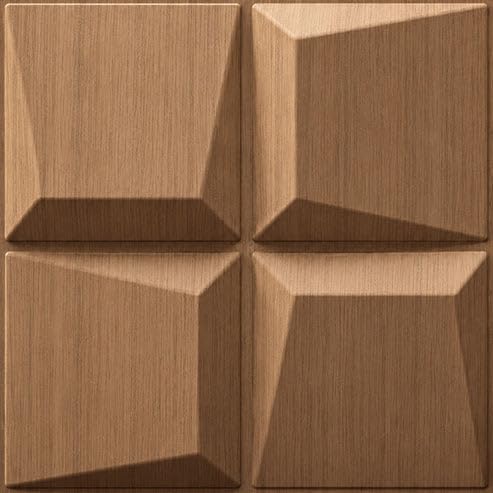 Image of Kayra Decor 3D PVC Wall Panels for Bedroom & Living Room | Cube Design | Metallic Wood Color | 19.7 x 19.7 Inch | Pack of 40 | 107.6 Sq Ft