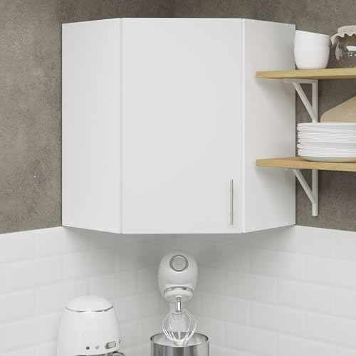 JD Greta 600mm Kitchen Wall Corner Cabinet with Doors – Wall Corner Unit – White Matt – Modern Storage Cupboard - Image 2