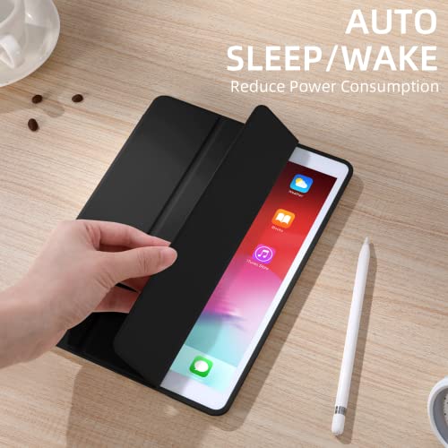 Akkerds Case Compatible with iPad 10.2 Inch 2021/2020/2019, for iPad 9th/8th/7th Generation Case with Pencil Holder, Protective with Soft TPU Back, Auto Sleep/Wake Cover, Black