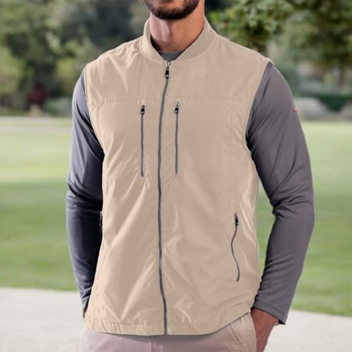 SCOTTeVEST 101 Vest for Men - 9 Hidden Pockets - Water Repellent for Travel & More (Khaki, Medium)