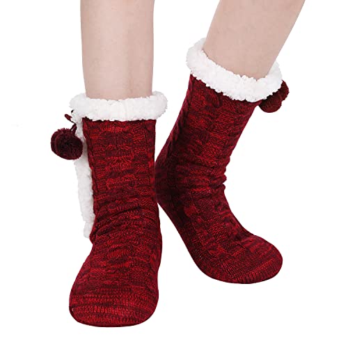 Image of Chassic Sherpa Lined Slipper Socks for Women, Non-Slip Cozy Winter House Socks, Soft Fuzzy Socks, Gifts for Women & Ladies Stocking Stuffers
