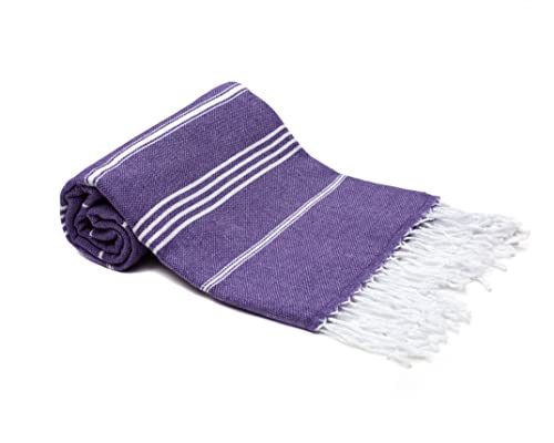 Havluland Turkish Beach Towel,100% Cotton Oversized 71X39 Turkish Bath Towels, Sand Free Beach Towels, Lightweight Absorbent Quick-Dry Outdoor Camping Beach Blanket (Purple) #TOP1