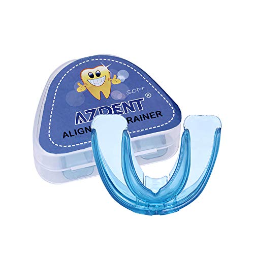 AZDENT Updated Dental Mouth Guard Orthodontic Appliance Tooth Alignment Trainer Retainer Soft 1 PC(Blue)